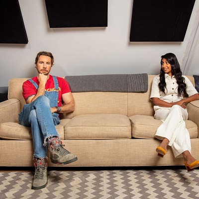  Monica on her show Armchair Expert along with co-host, Dax Shepard from the LA Times. 